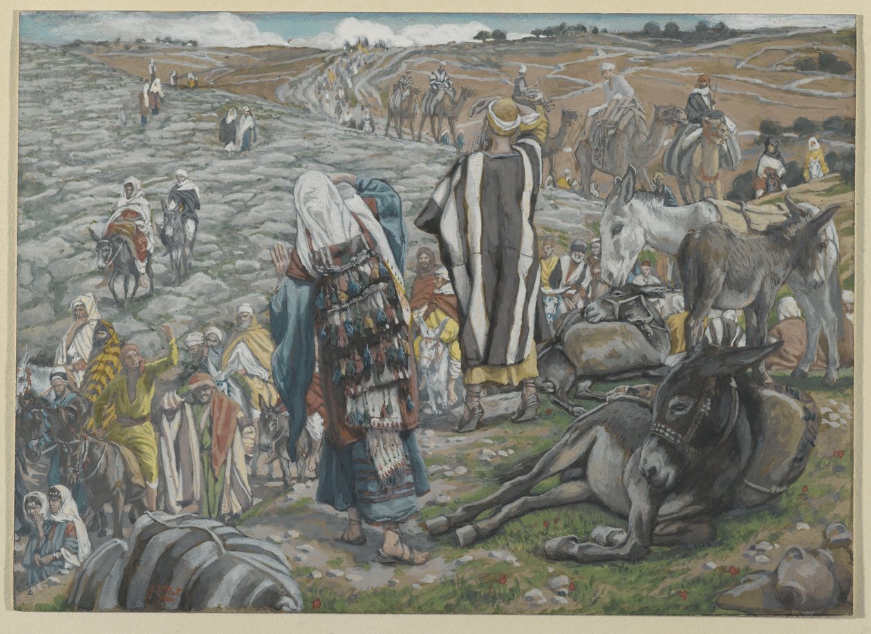 Vid återkomsten från Jerusalem märks det att Jesus är förlorad, illustration från Vår Herre Jesu Kristi liv (wc över grafit på papper) av James Jacques Joseph Tissot