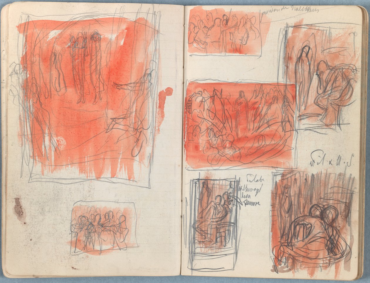 Sidor från ett album med Sketches for The Life of Our Lord Jesus Christ, sent 1880-tal (grafit och tvätt på papper) av James Jacques Joseph Tissot
