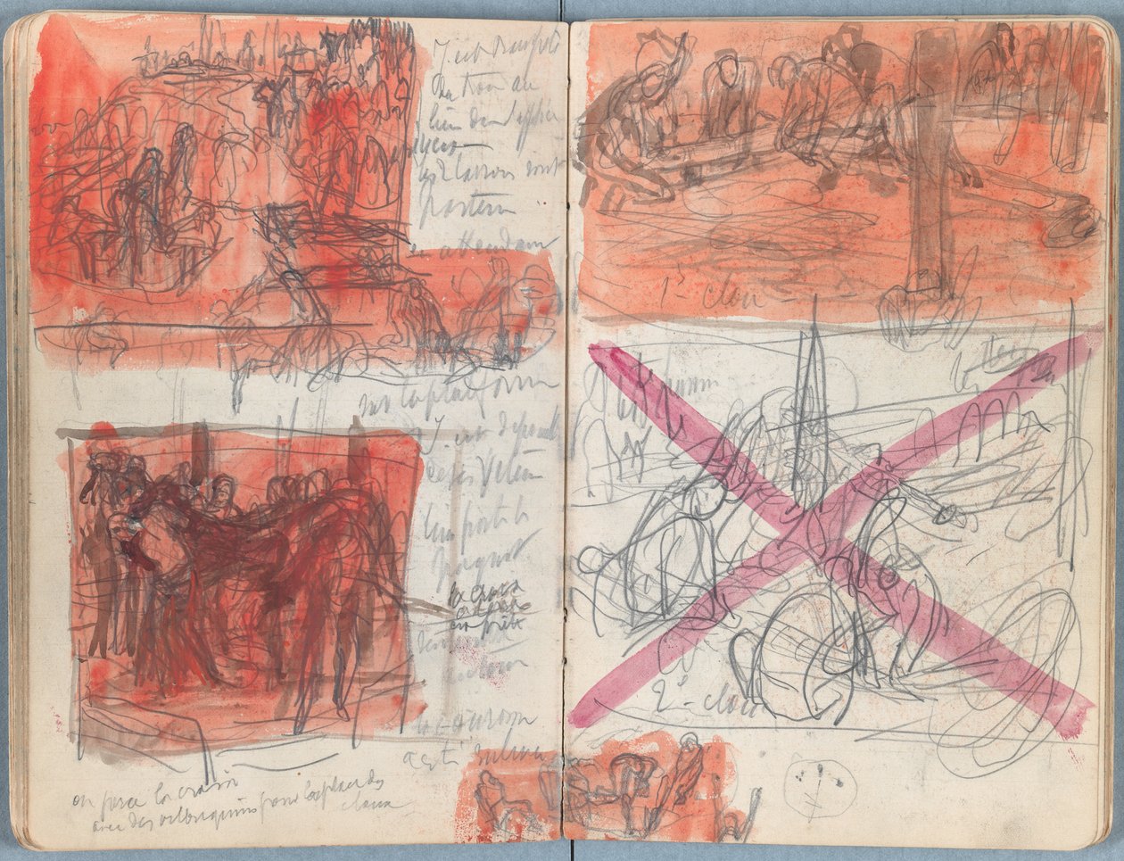Sidor från ett album med Sketches for The Life of Our Lord Jesus Christ, sent 1880-tal (grafit och tvätt på papper) av James Jacques Joseph Tissot