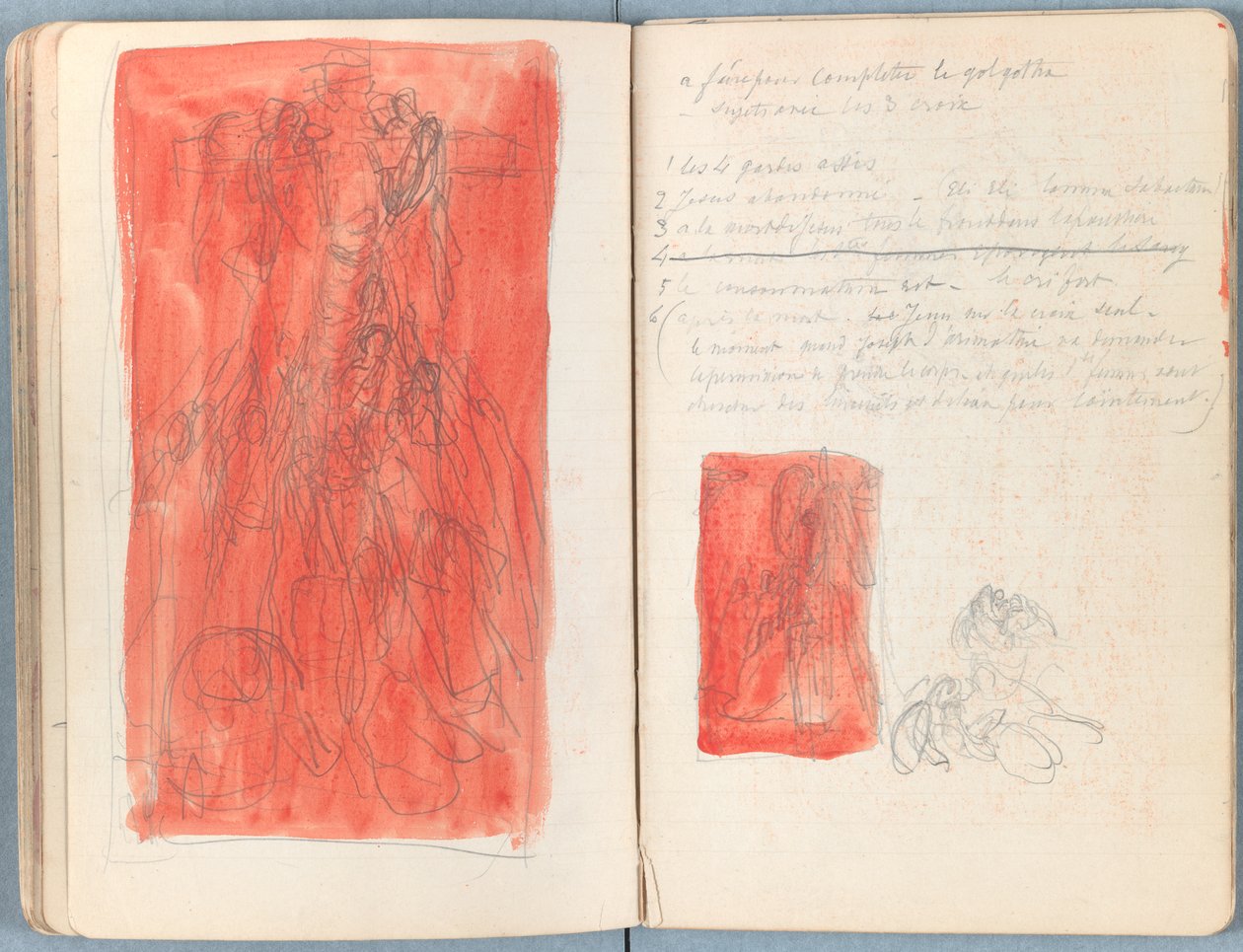 Sidor från ett album med Sketches for The Life of Our Lord Jesus Christ, sent 1880-tal (grafit och tvätt på papper) av James Jacques Joseph Tissot