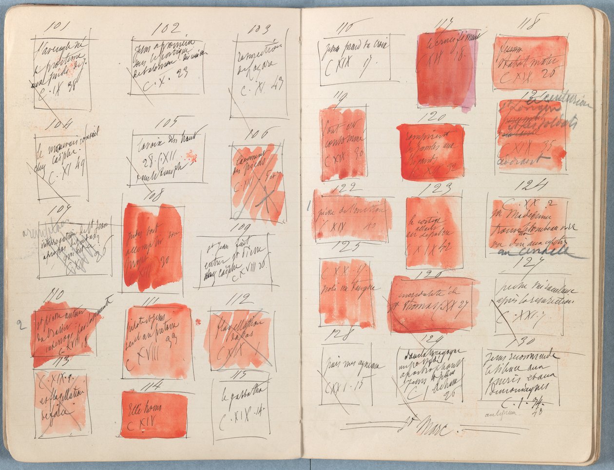 Sidor från ett album med Sketches for The Life of Our Lord Jesus Christ, sent 1880-tal (grafit och tvätt på papper) av James Jacques Joseph Tissot