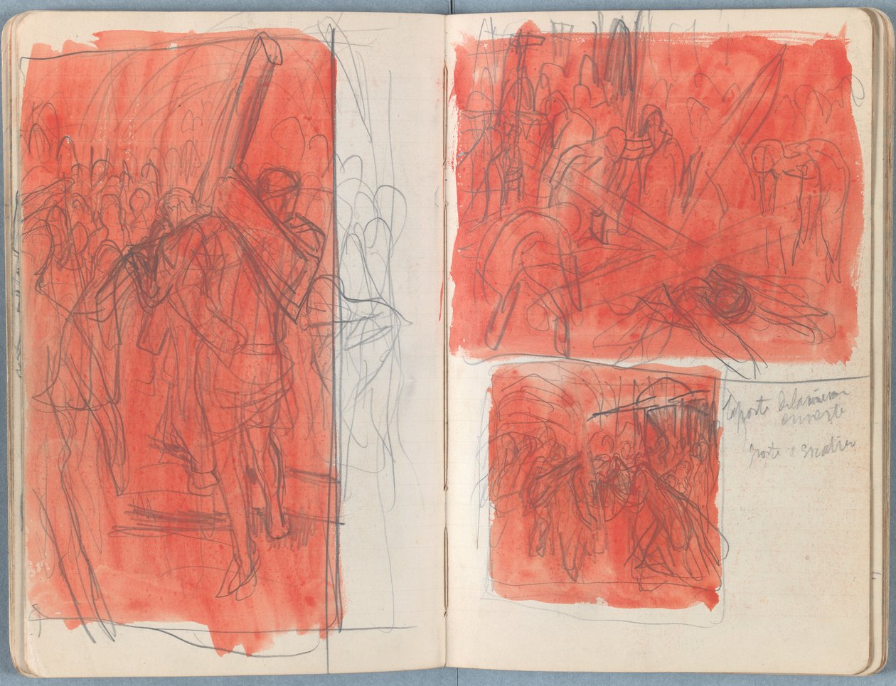 Sidor från ett album med Sketches for The Life of Our Lord Jesus Christ, sent 1880-tal (grafit och tvätt på papper) av James Jacques Joseph Tissot