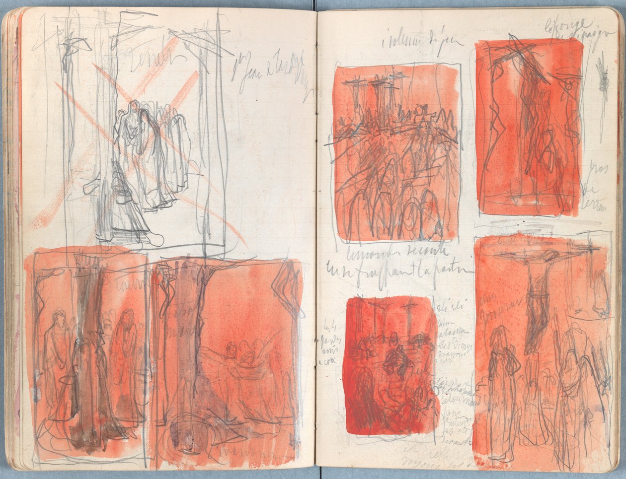 Sidor från ett album med Sketches for The Life of Our Lord Jesus Christ, sent 1880-tal (grafit och tvätt på papper) av James Jacques Joseph Tissot