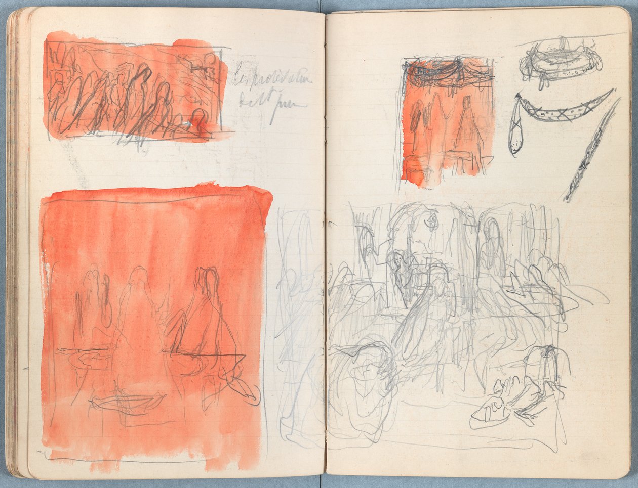 Sidor från ett album med Sketches for The Life of Our Lord Jesus Christ, sent 1880-tal (grafit och tvätt på papper) av James Jacques Joseph Tissot