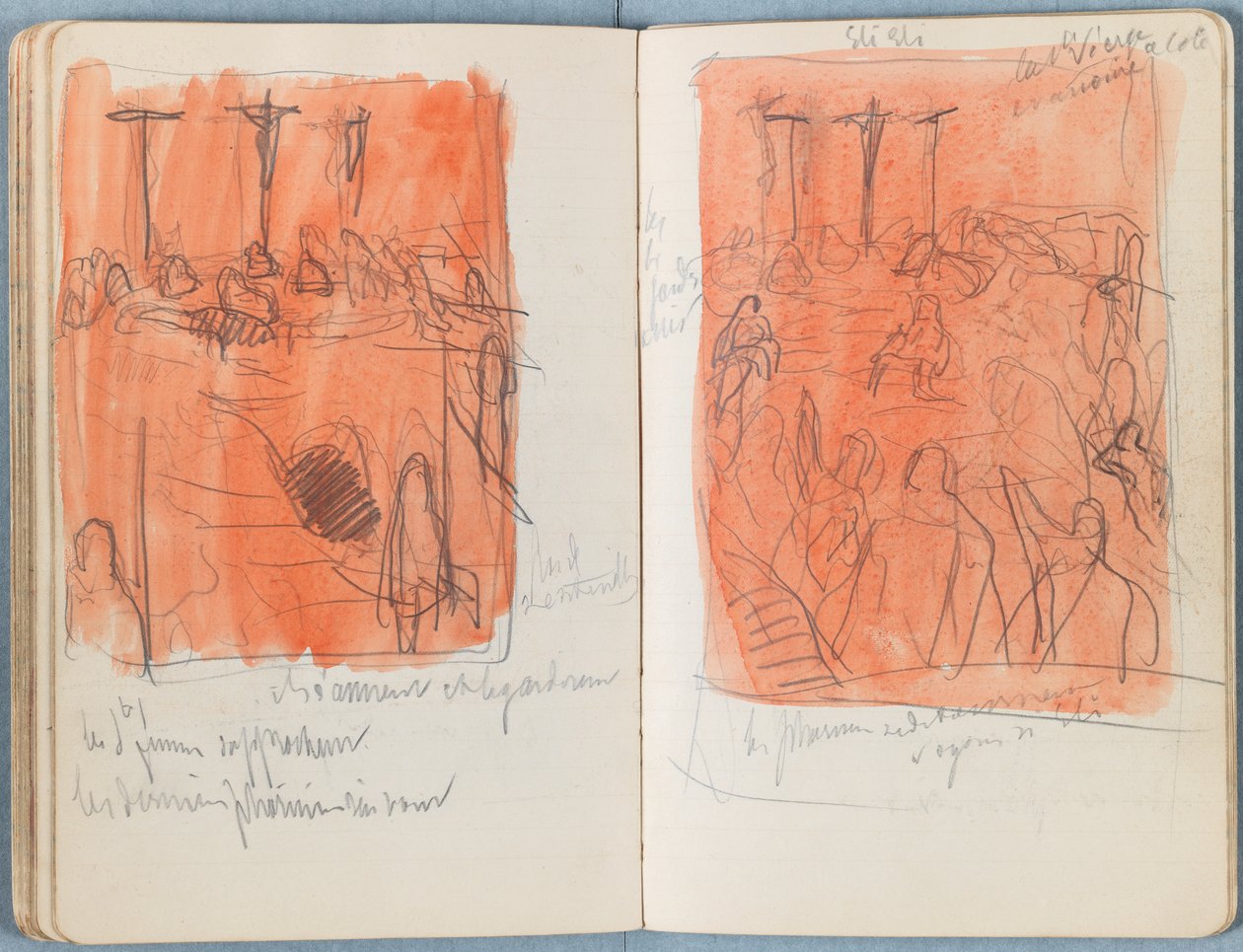 Sidor från ett album med Sketches for The Life of Our Lord Jesus Christ, sent 1880-tal (grafit och tvätt på papper) av James Jacques Joseph Tissot