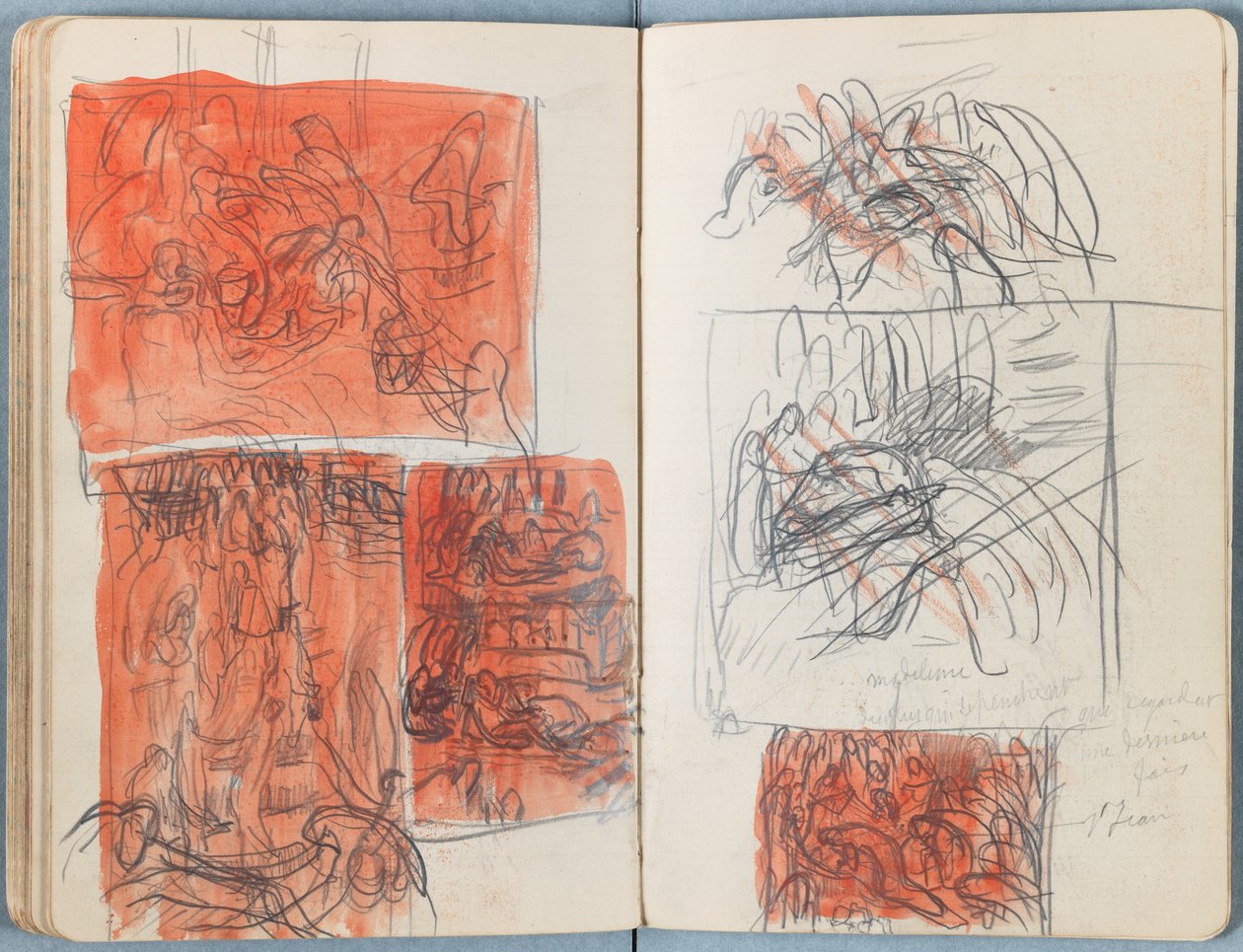 Sidor från ett album med Sketches for The Life of Our Lord Jesus Christ, sent 1880-tal (grafit och tvätt på papper) av James Jacques Joseph Tissot