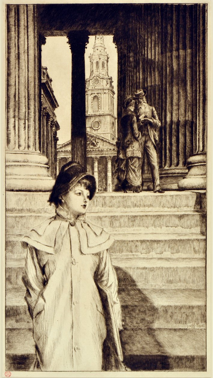 Portik av National Gallery, London av James Jacques Joseph Tissot