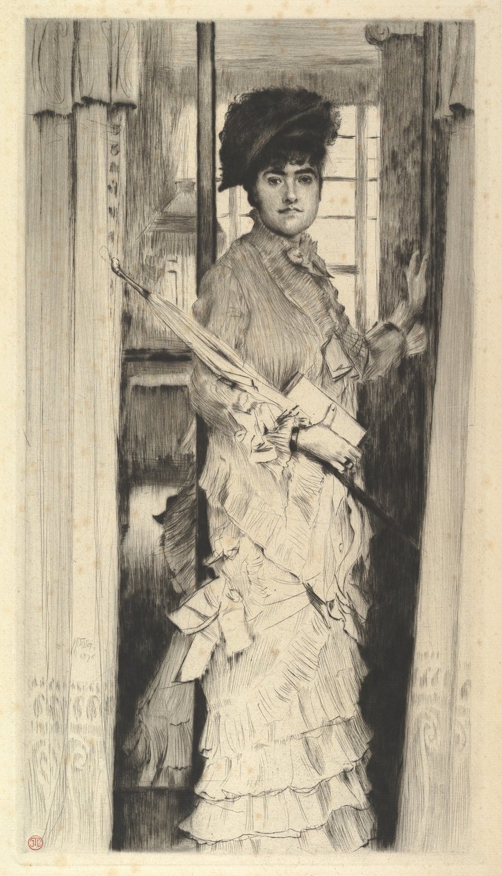 Porträtt av fröken L... eller en dörr måste antingen vara öppen eller stängd, 1876. av James Jacques Joseph Tissot