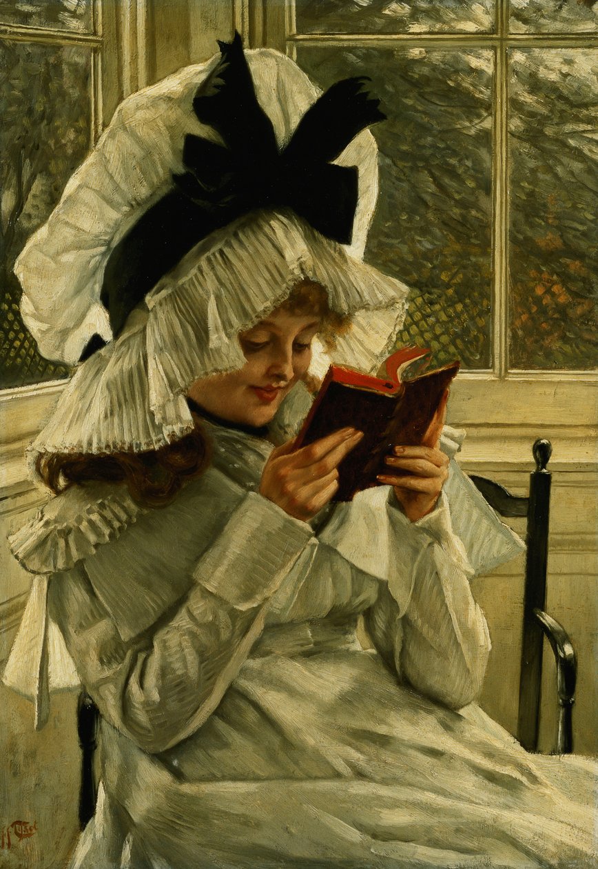 Läser en bok, ca 1872 av James Jacques Joseph Tissot