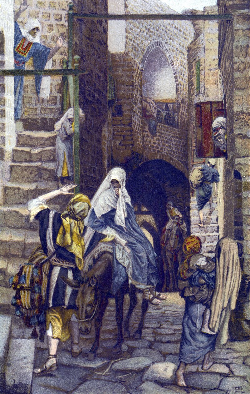 Saint Joseph söker ett boende i Betlehem - Saint Joseph söker ett boende i Betlehem - från "" Vår Herre Jesu Kristi liv"" - 1899 av James Tissot - Saint Joseph söker ett boende i Betleem - Vår Herre Jesu Kristi liv, av Jacques Joseph (Ja av James Jacques Joseph Tissot
