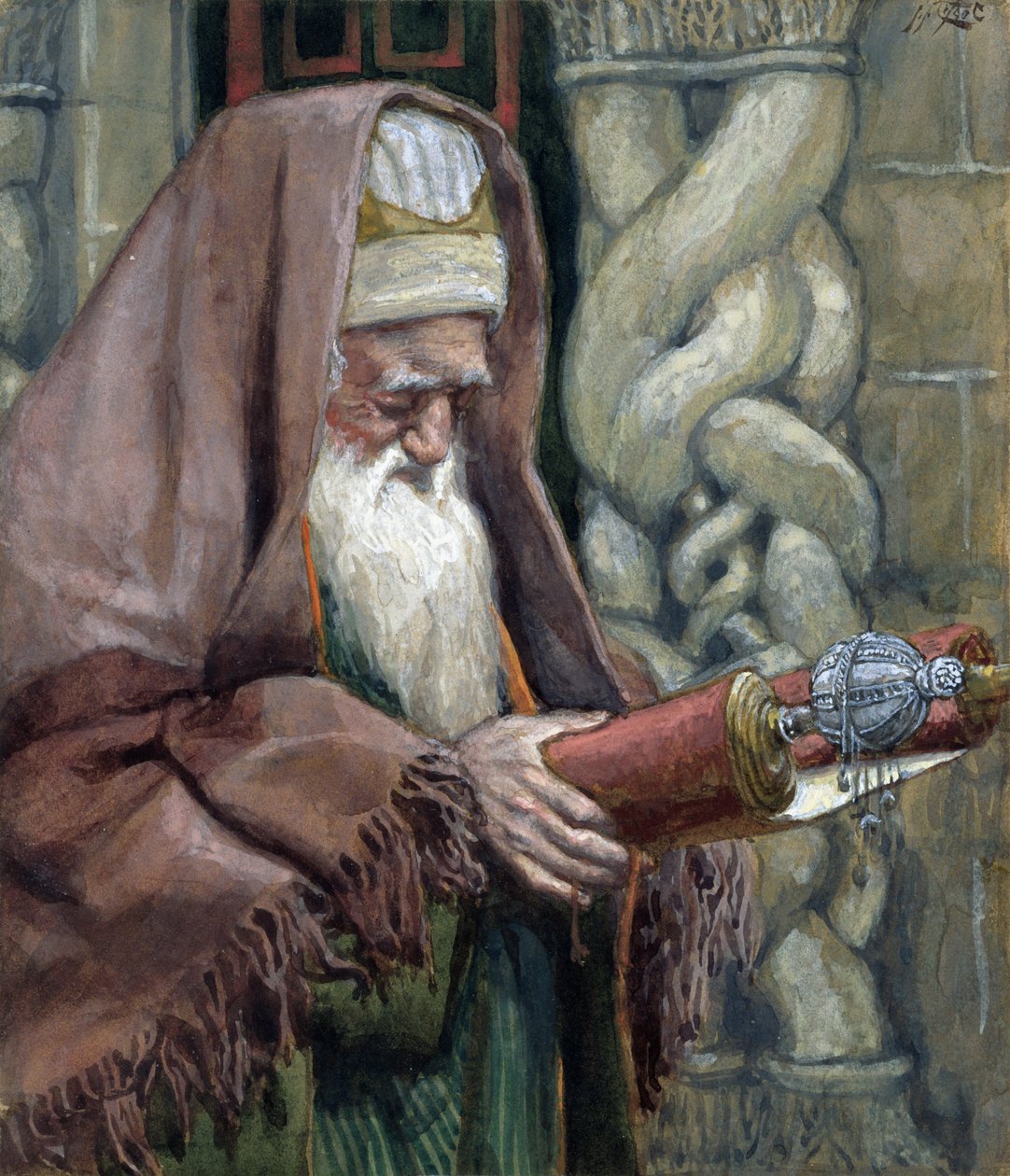 Simeon, illustration till The Life of Christ, c.1886-94 (wc & gouache på kartong) av James Jacques Joseph Tissot