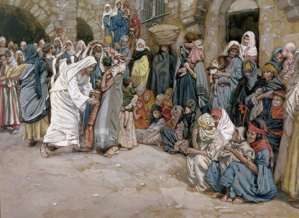 Låt de små barnen komma till mig, illustration till The life of Christ, c.1886-96 (gouache på kartong) av James Jacques Joseph Tissot