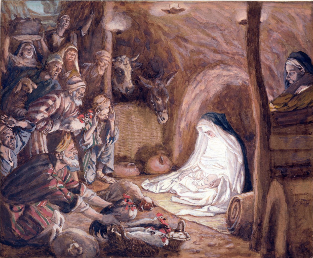 The Adoration of the Shepherds, illustration till The Life of Christ, c.1886-94 (gouache på kartong) av James Jacques Joseph Tissot