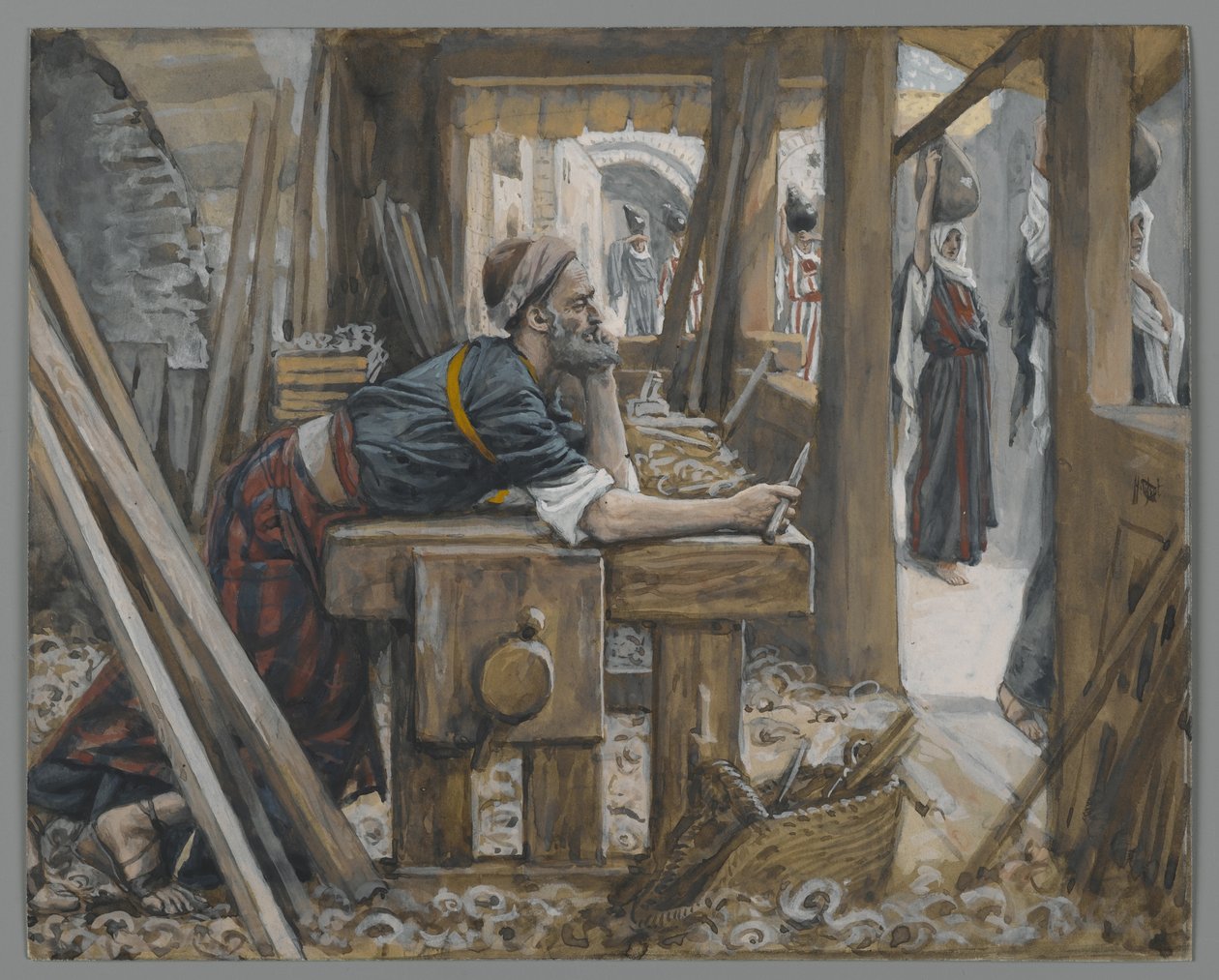 The Anxiety of Saint Joseph, illustration från Vår Herre Jesu Kristi liv (wc över grafit på papper) av James Jacques Joseph Tissot