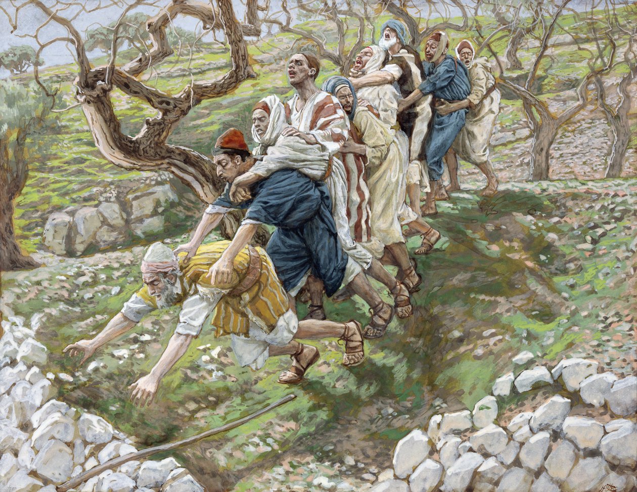 The Blind Leading the Blind, illustration till The Life of Christ, c.1886-94 (wc & gouache på kartong) av James Jacques Joseph Tissot