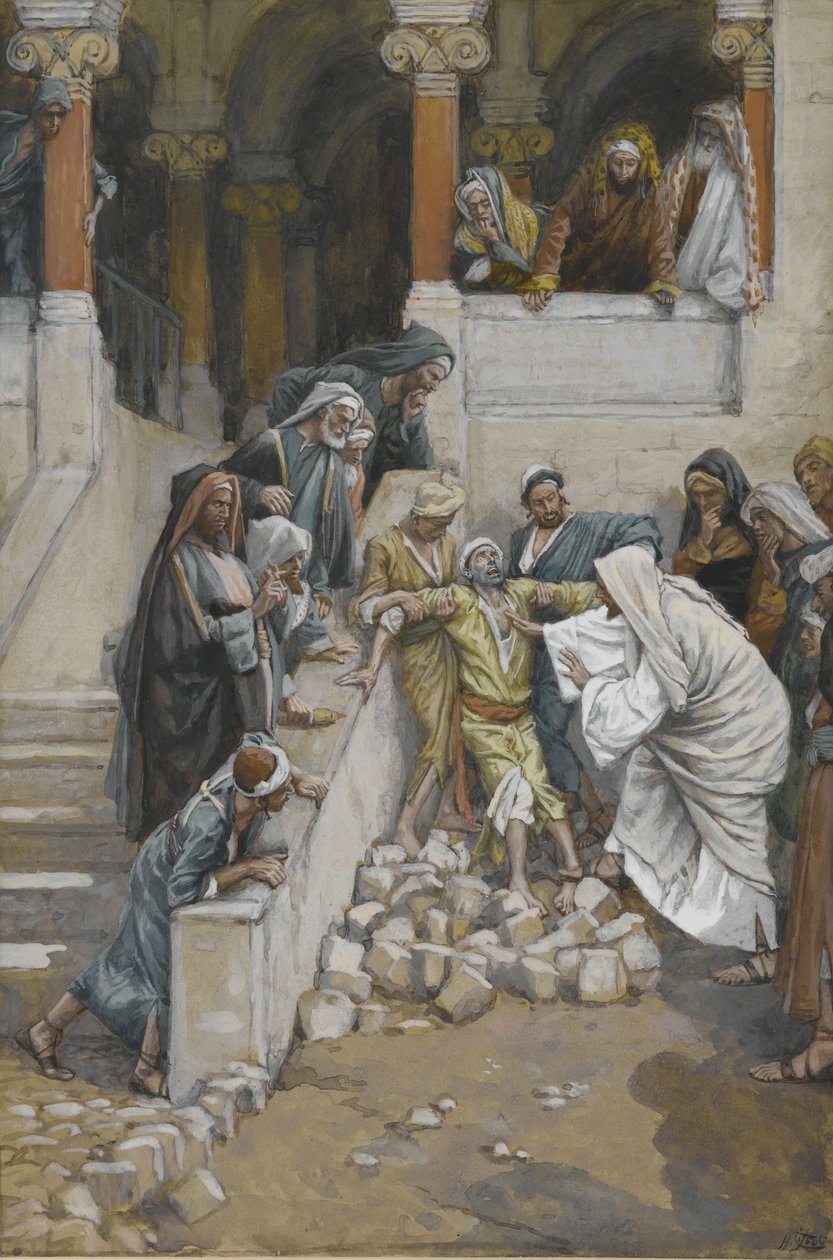 Den blinde och stumma mannen besatt av djävlar, illustration från Vår Herre Jesu Kristi liv (wc över grafit på papper) av James Jacques Joseph Tissot