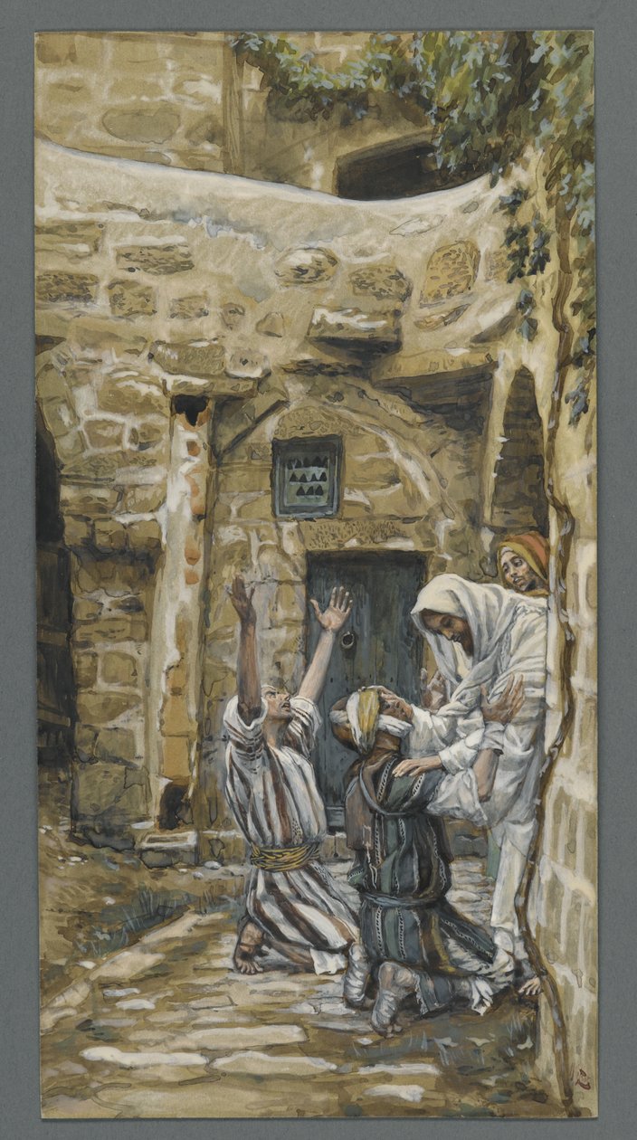 The Blind of Capernaum, illustration från Vår Herre Jesu Kristi liv (wc över grafit på papper) av James Jacques Joseph Tissot