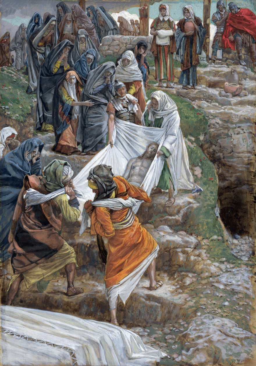 Jesu kropp bärs till smörjelsestenen, illustration till The Life of Christ, c.1886-94 (wc & gouache på kartong) av James Jacques Joseph Tissot