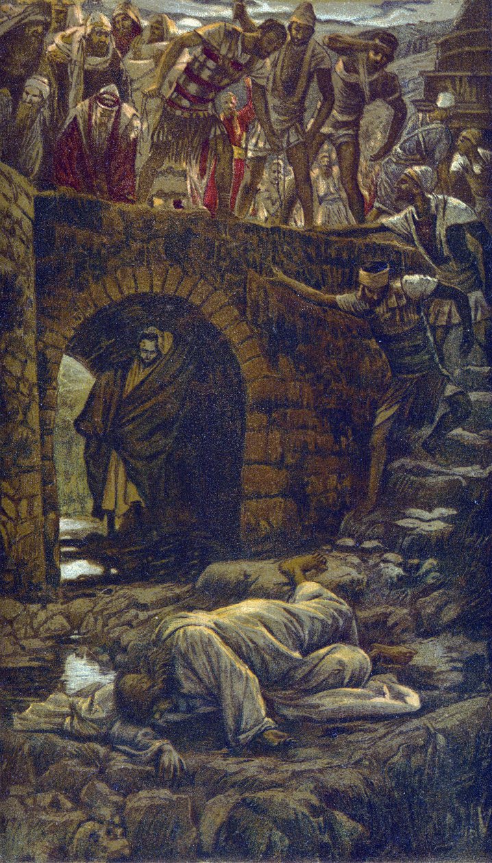 Bron över bäcken Kedron - från "" The Life of Our Lord Jesus Christ" - 1899 av James Tissot - La vie de notre seigneur Jesus Christ, av Jacques Joseph (Jacques-Joseph) Tissot dit James Tissot (1836-1902) av James Jacques Joseph Tissot