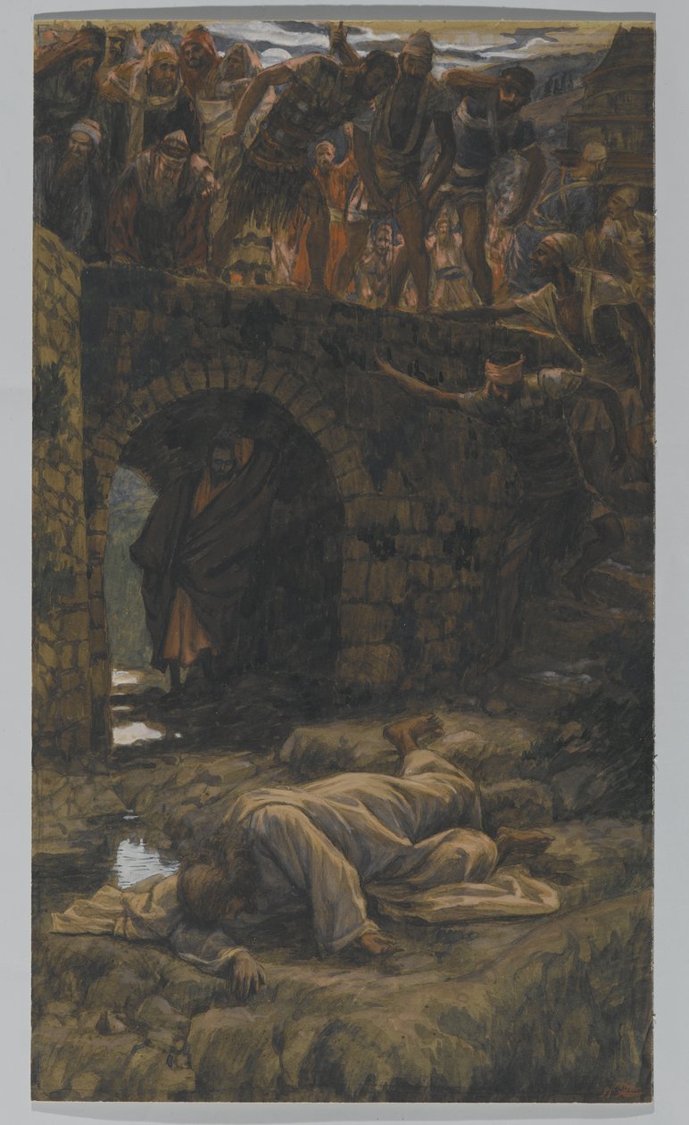 Bäcken av Kedron. Han ska dricka av bäcken på vägen, illustration till Kristi liv, ca 1886-94 (wc & gouache på kartong) av James Jacques Joseph Tissot