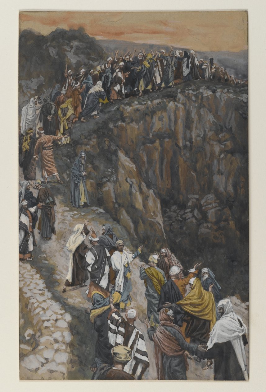 The Brow of the Hill nära Nasaret, illustration från The Life of Our Lord Jesu Christ (wc över grafit på papper) av James Jacques Joseph Tissot