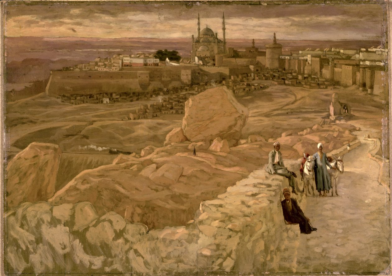 Citadellet, Kairo, sett från Mokattam i sydost, ca 1886-96 (gouache på kartong) av James Jacques Joseph Tissot