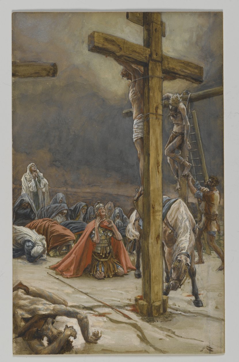 The Confession of Saint Longinus, illustration från The Life of Our Lord Jesu Christ, 1886-94 (wc över grafit på papper) av James Jacques Joseph Tissot