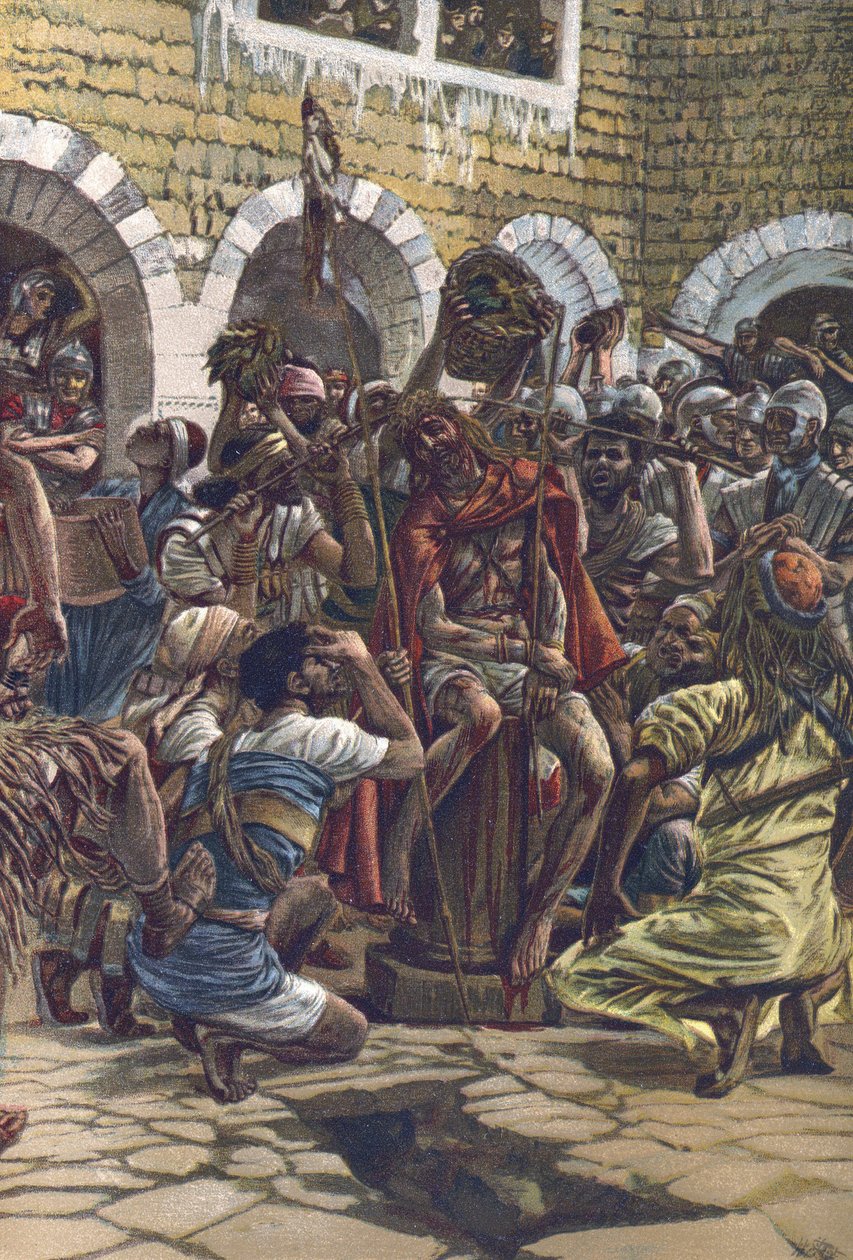The Crown of Thorns - från "The Life of Our Lord Jesus Christ" - 1899 av James Tissot - La vie de notre seigneur Jesus Christ, av Jacques Joseph (Jacques Joseph) Tissot dit James Tissot (1836-1902) av James Jacques Joseph Tissot