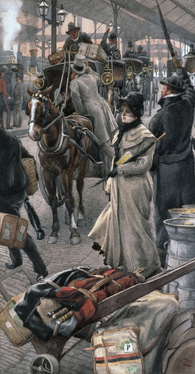 The Departure Platform, Victoria Station (penna och akvarell) av James Jacques Joseph Tissot