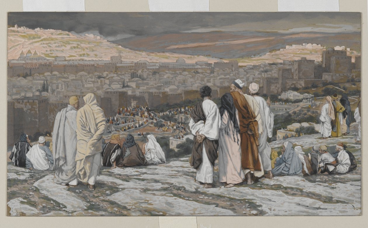 Lärjungarna som har lämnat sitt gömställe Watch from Agony in Agony, illustration från The Life of Our Lord Jesu Christ, 1886-94 (wc över grafit på papper) av James Jacques Joseph Tissot