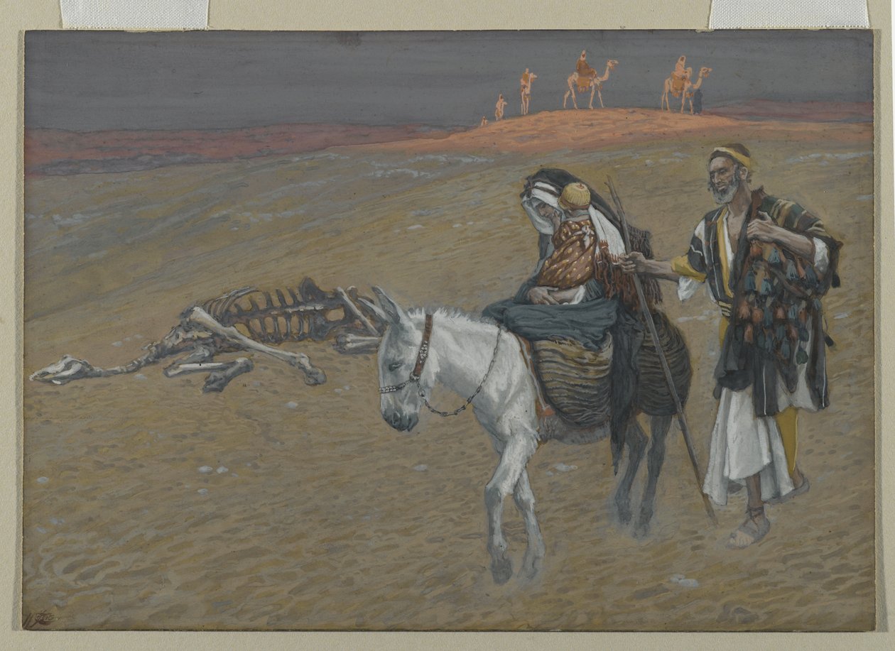 Flygningen till Egypten, illustration från Vår Herre Jesu Kristi liv (wc över grafit på papper) av James Jacques Joseph Tissot