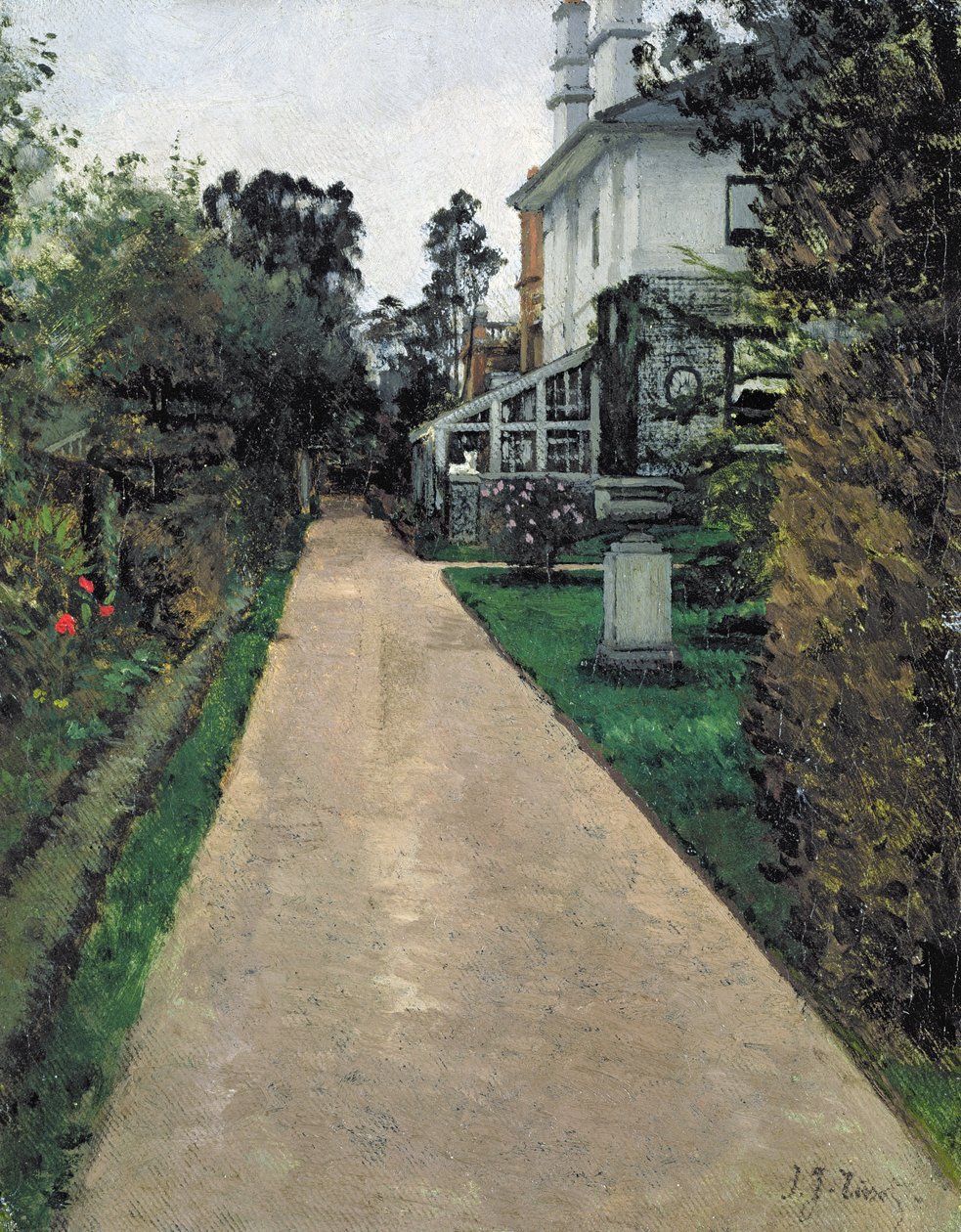 Konstnärens hus trädgård (olja på duk) av James Jacques Joseph Tissot