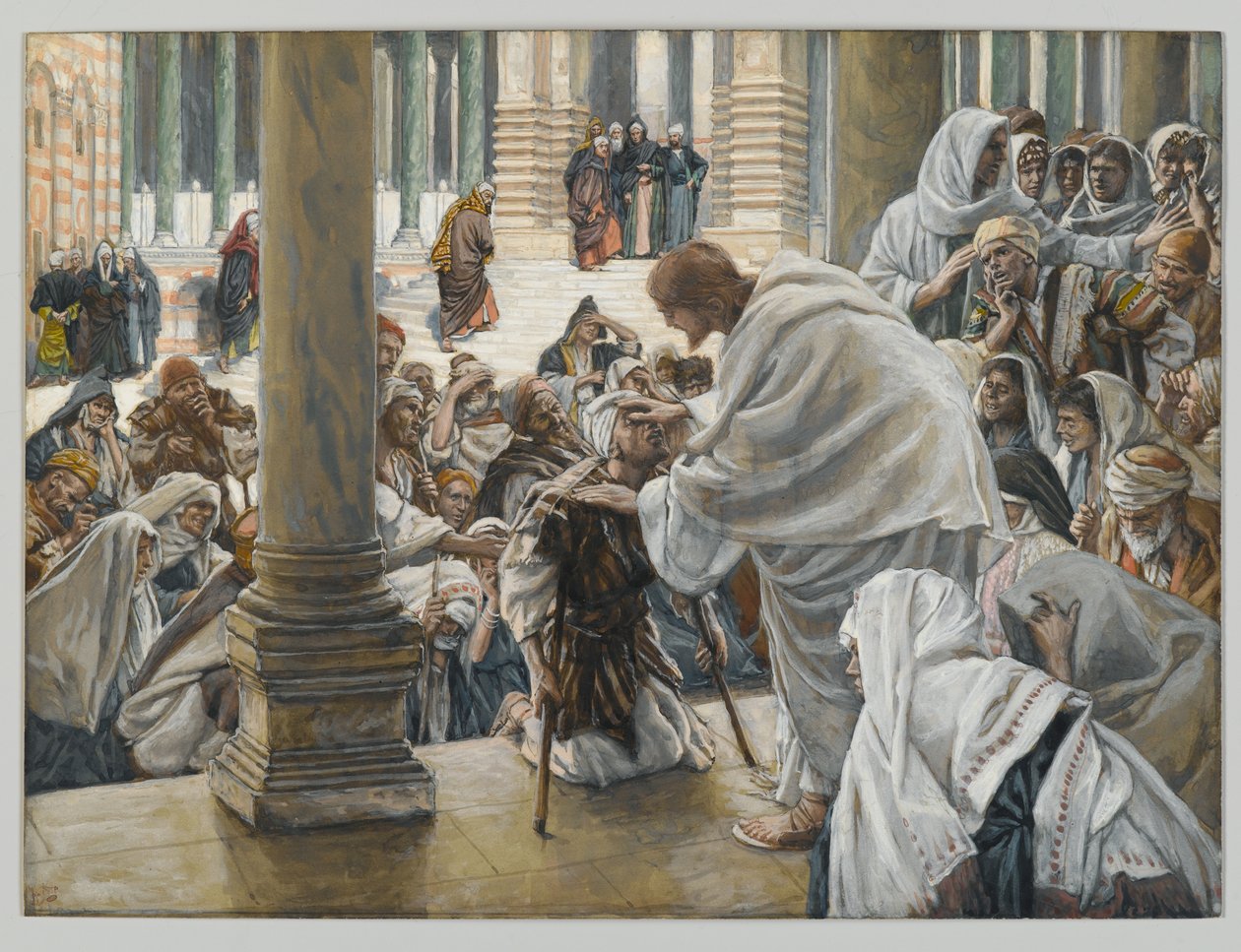 The Healing of the Lame in the Temple, illustration till The Life of Christ, c.1886-94 (wc & gouache på kartong) av James Jacques Joseph Tissot