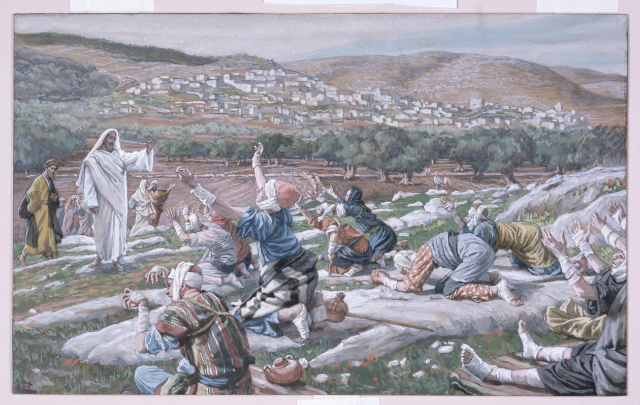The Healing of the Lepers, illustration till The Life of Christ, c.1886-94 (wc & gouache på kartong) av James Jacques Joseph Tissot