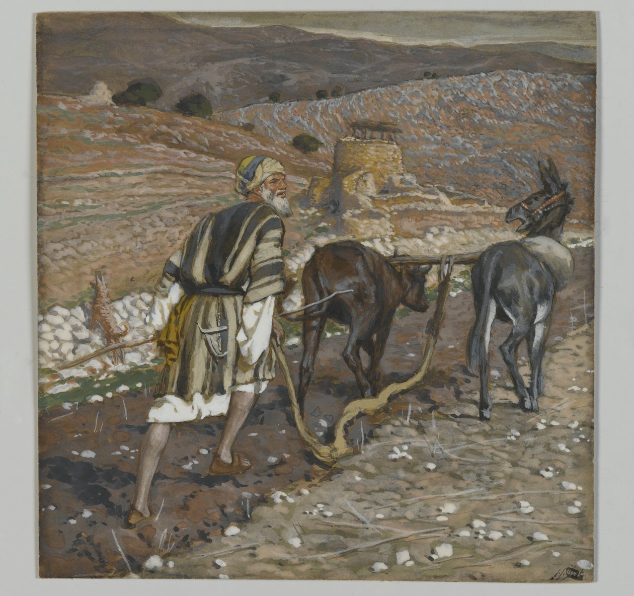 Mannen vid plogen, illustration från Vår Herre Jesu Kristi liv (wc över grafit på papper) av James Jacques Joseph Tissot