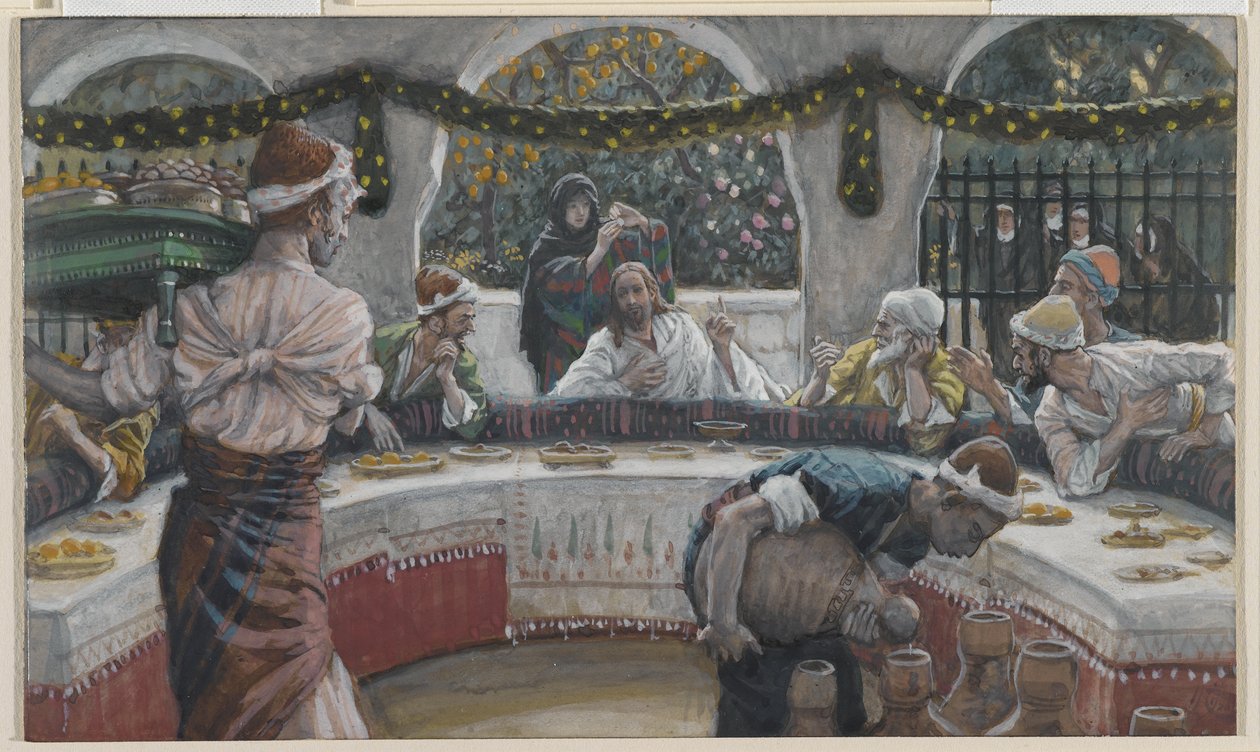 Måltiden i fariséens hus, illustration från Vår Herre Jesu Kristi liv (wc över grafit på papper) av James Jacques Joseph Tissot