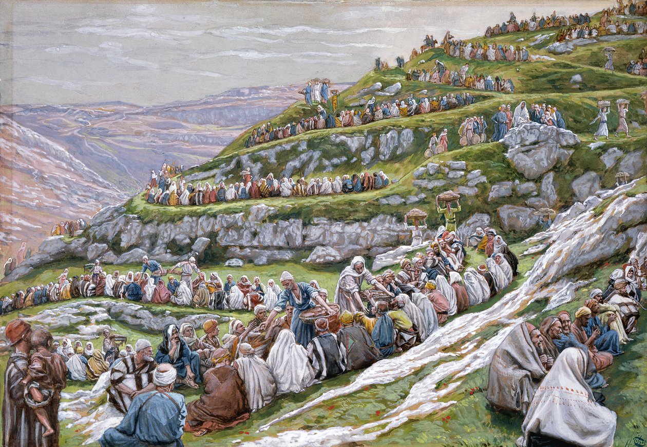 The Miracle of the Loaves and Fishes, illustration till The Life of Christ, c.1886-94 (wc & gouache på kartong) av James Jacques Joseph Tissot