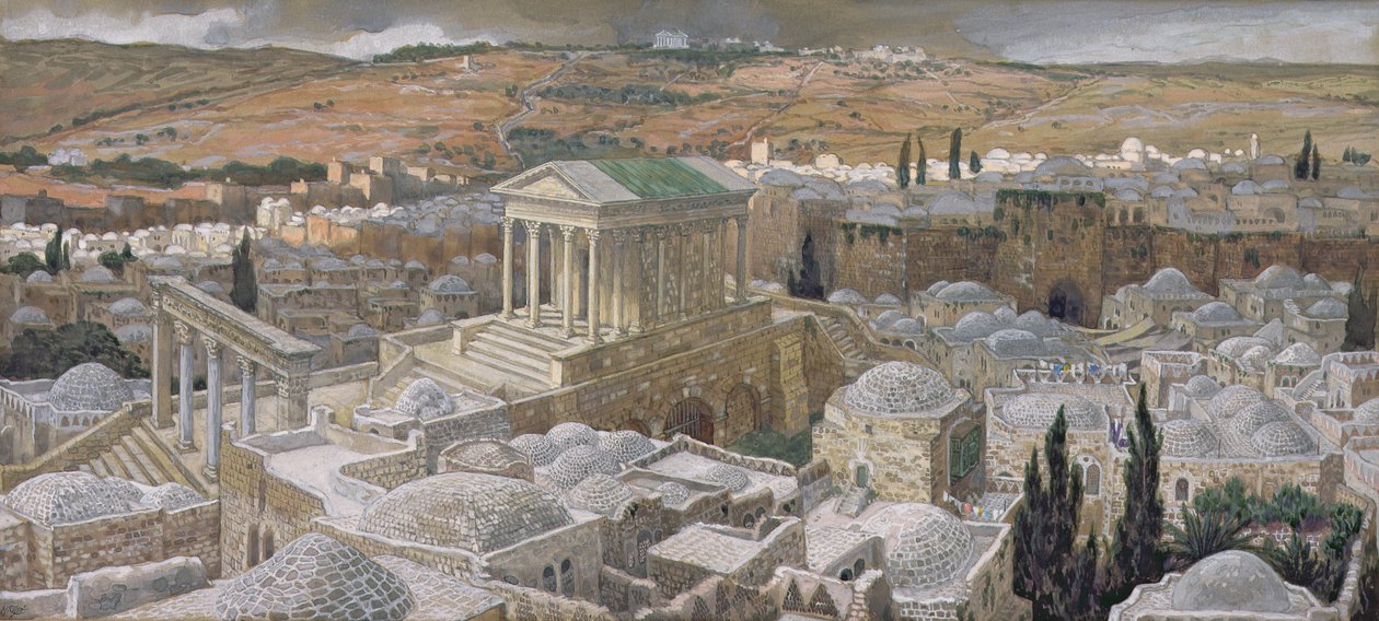 Det hedniska templet byggt av Hadrianus på platsen för Golgata, illustration till The Life of Christ, c.1886-94 (wc & gouache på kartong) av James Jacques Joseph Tissot