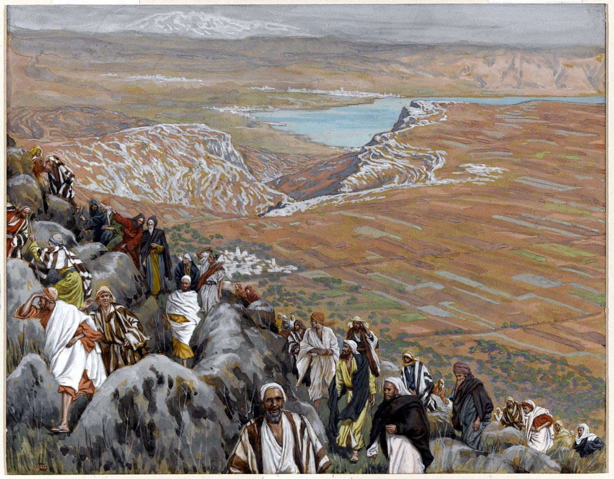 Folket söker Kristus för att göra honom till kung, illustration till The Life of Christ, c.1886-94 (wc & gouache på kartong) av James Jacques Joseph Tissot