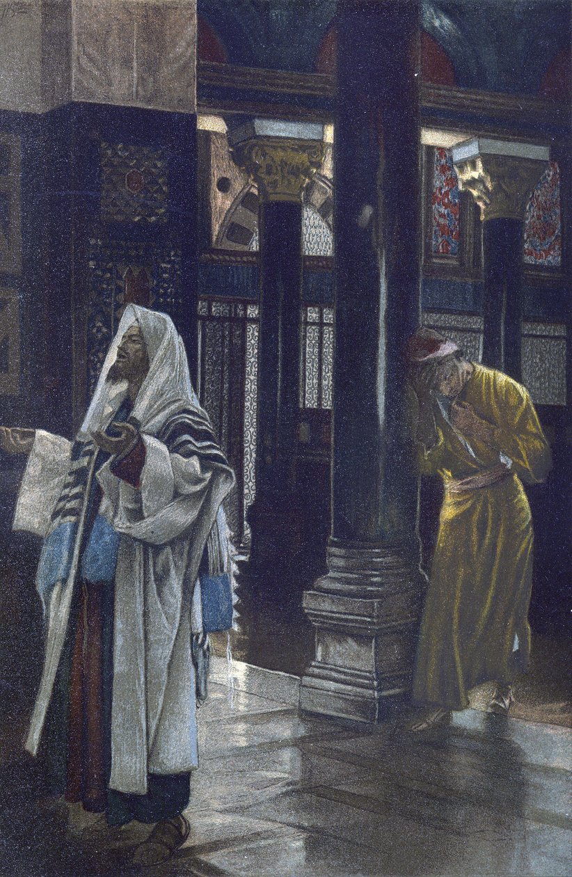 The Pharisee and the Publican - The Pharisee and the Publican - från "" The Life of Our Lord Jesus Christ"" - 1899 av James Tissot - La vie de notre seigneur Jesus Christ, av Jacques Joseph (Jacques Joseph) Tissot dit James Tissot ( 1836-1902) av James Jacques Joseph Tissot