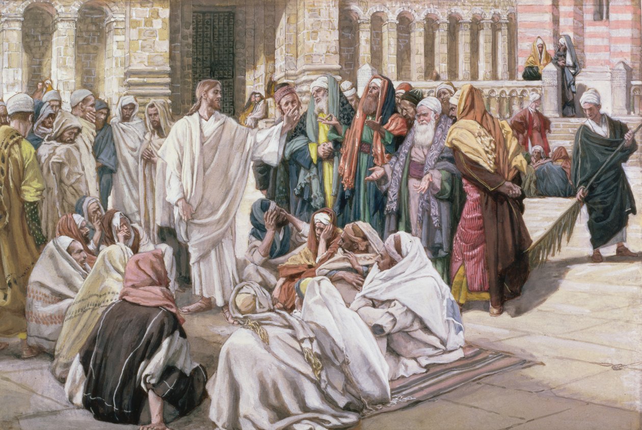 Fariséerna ifrågasätter Jesus, illustration till The Life of Christ, ca 1886-96 (gouache på kartong) av James Jacques Joseph Tissot