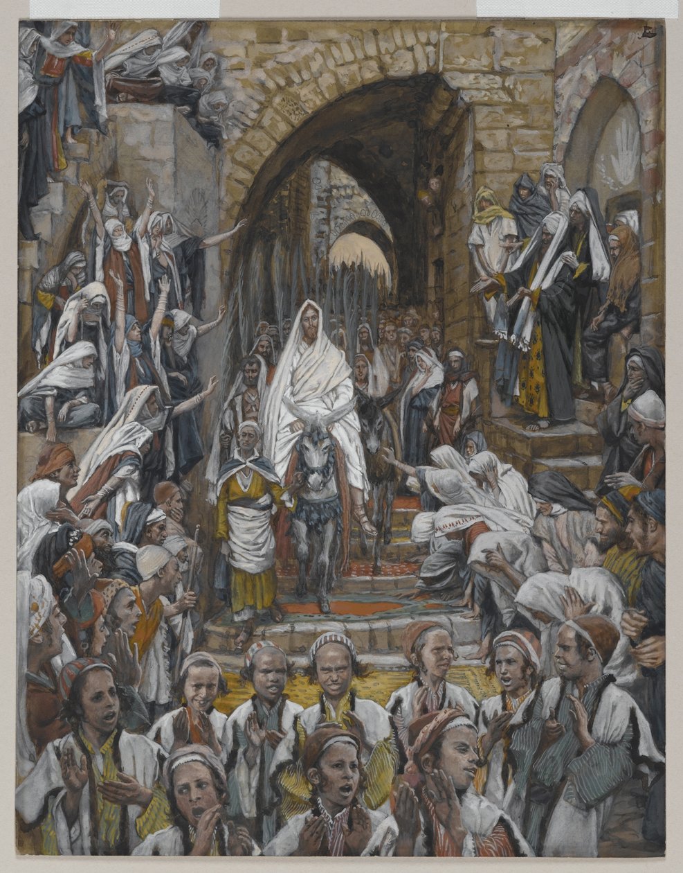 Processionen på Jerusalems gator, illustration från Vår Herre Jesu Kristi liv, 1886-94 (wc över grafit på papper) av James Jacques Joseph Tissot