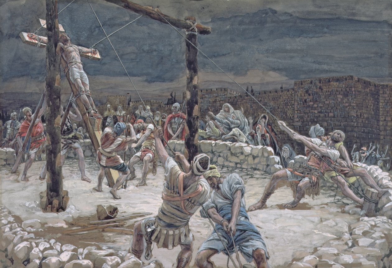 The Raising of the Cross, illustration till The Life of Christ, c.1886-94 (wc & gouache på kartong) av James Jacques Joseph Tissot