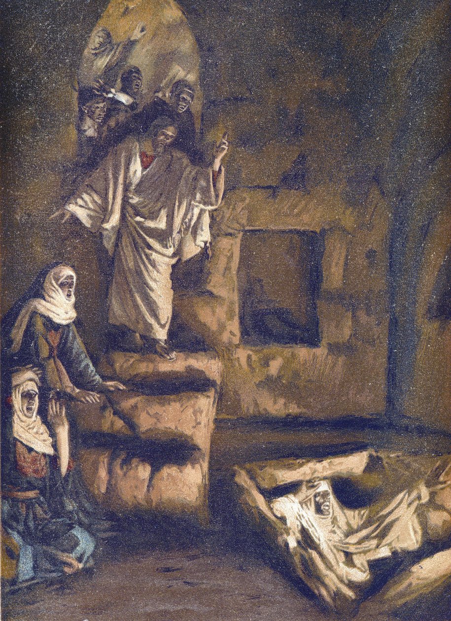 The Resurrection of Lazarus - The Resurrection of Lazarus - från "" The Life of Our Lord Jesus Christ"" - 1899 av James Tissot - The Life of Our Lord Jesus Christ, av Jacques Joseph (Jacques Joseph) Tissot dit James Tissot (1836- 1902) av James Jacques Joseph Tissot