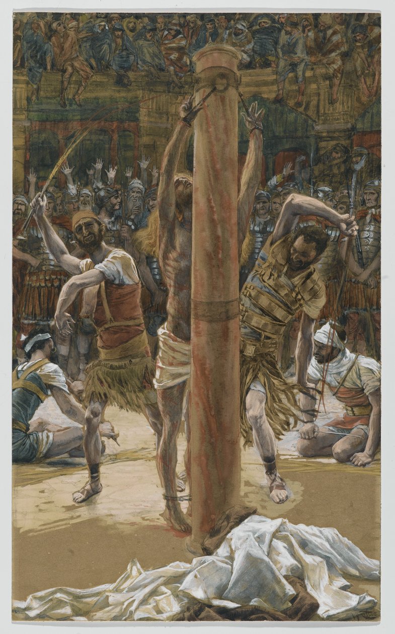 Gisslingen på ryggen, illustration från Vår Herre Jesu Kristi liv, 1886-94 (wc över grafit på papper) av James Jacques Joseph Tissot