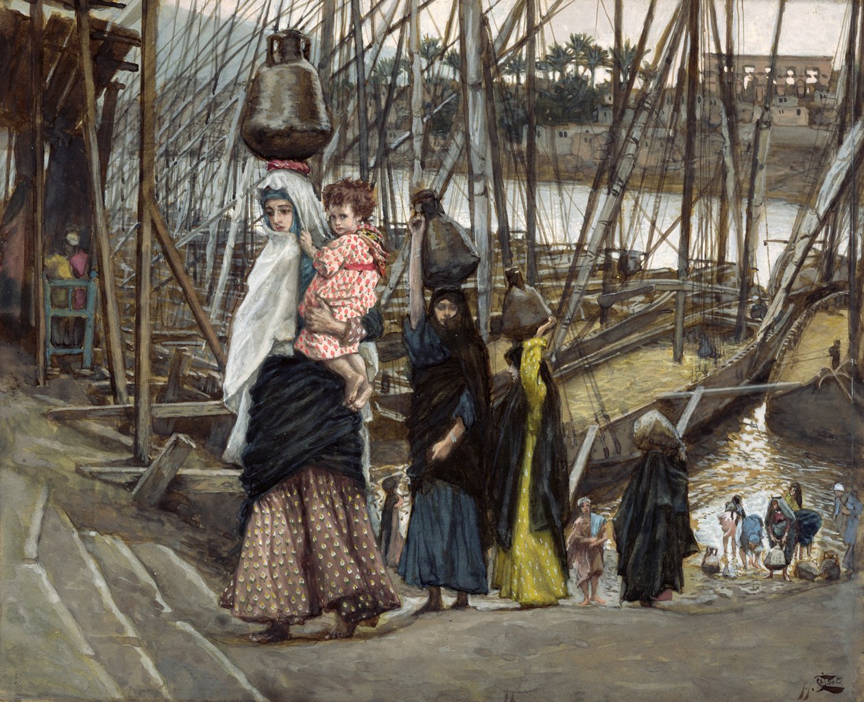 The Sojourn, Egypten, illustration till The Life of Christ, c.1886-94 (wc & gouache på kartong) av James Jacques Joseph Tissot