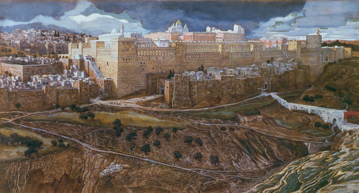 Herodes tempel på vår Herrs tid, ca 1886-96 (gouache på kartong) (se även 182200) av James Jacques Joseph Tissot