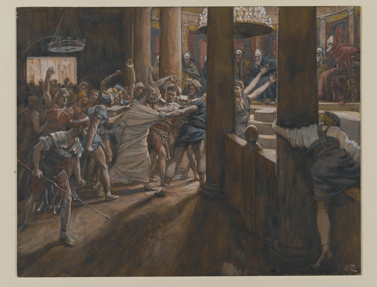 The Tribunal of Annas, illustration från The Life of Our Lord Jesu Christ, 1886-94 (wc över grafit på papper) av James Jacques Joseph Tissot