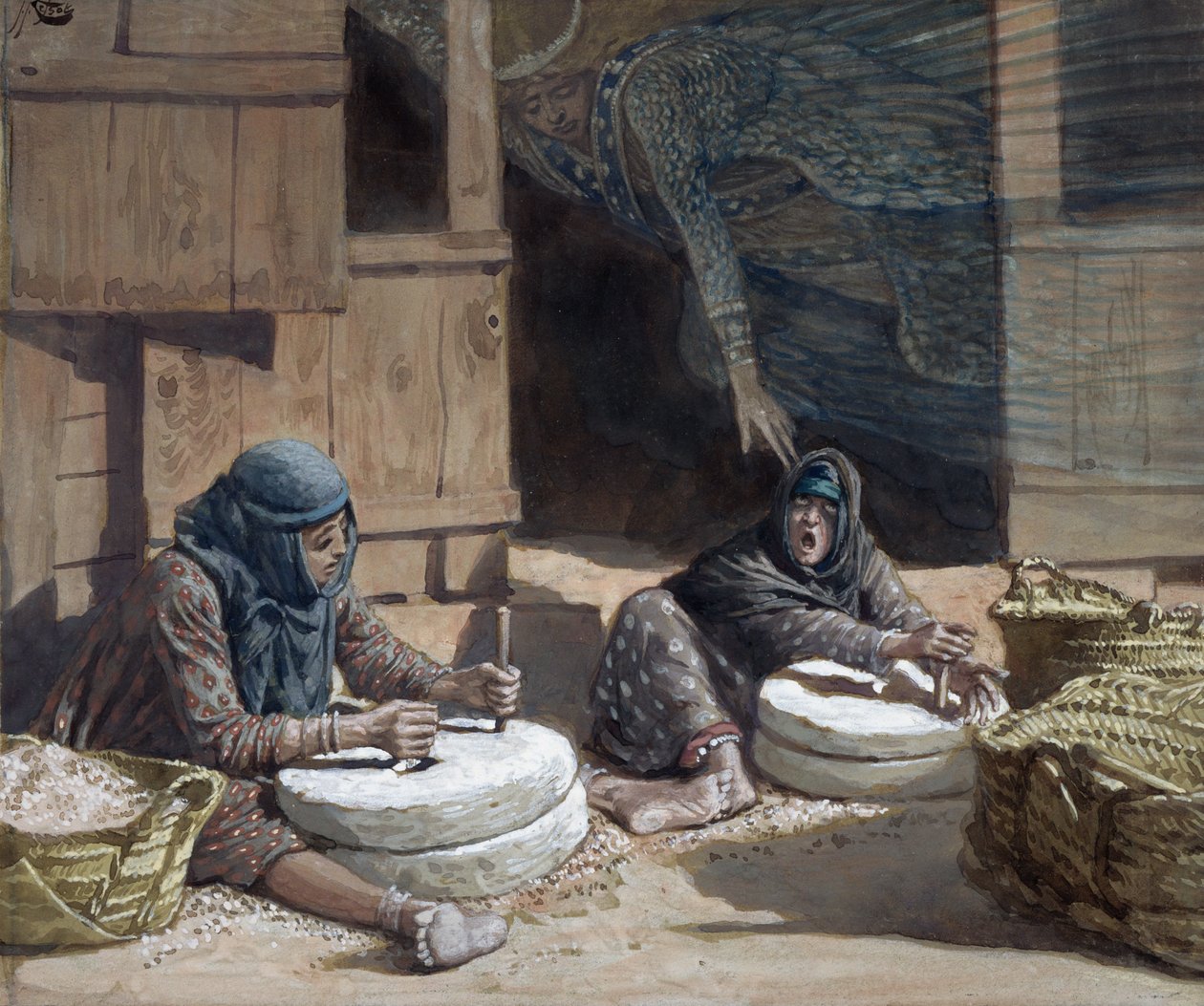 The Two Women at the Mill, illustration till The Life of Christ, c.1886-94 (wc & gouache på kartong) av James Jacques Joseph Tissot