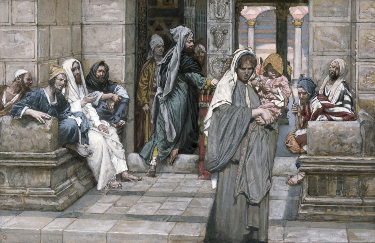 The Widows Mite, illustration till The Life of Christ, c.1884-96 (wc & gouache på kartong) av James Jacques Joseph Tissot
